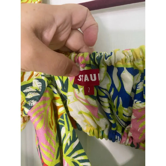 Staud Coliseum Tropical Printed Linen Cutout Maxi Dress Size 2 - Picture 9 of 12